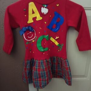 Buster Brown Red and Yellow Long Sleeve Casual Dress